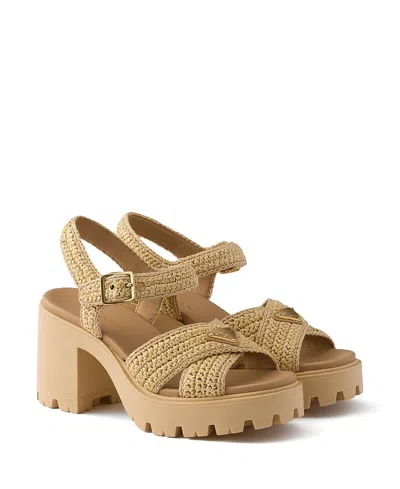 Prada Monolith Sandals In Brown