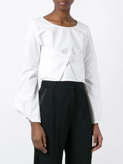 Shop Jw Anderson Cropped Ruffle Sleeved Top - White