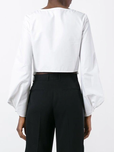 Shop Jw Anderson Cropped Ruffle Sleeved Top - White