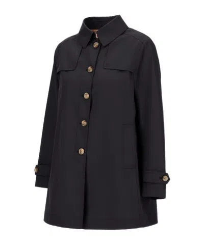 Herno Single-breasted A-line Coat In Black