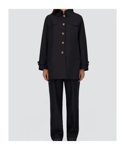 Herno Single-breasted A-line Coat In Black