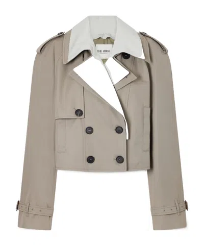 Attico Short Trench Jacket In Brown