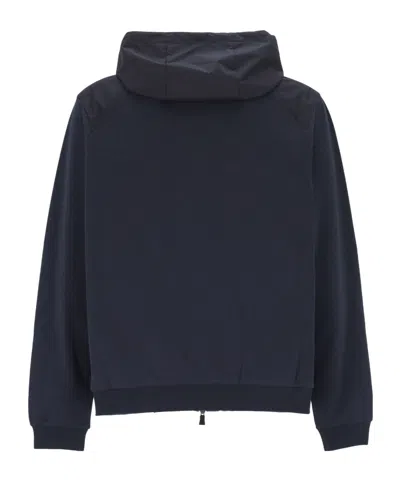 Herno Hooded Zip Blue White Polyester Jacket In Black