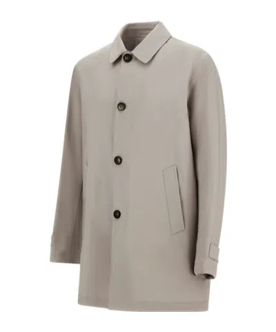 Herno Raincoat In 3 Layers Wool Storm In Gray