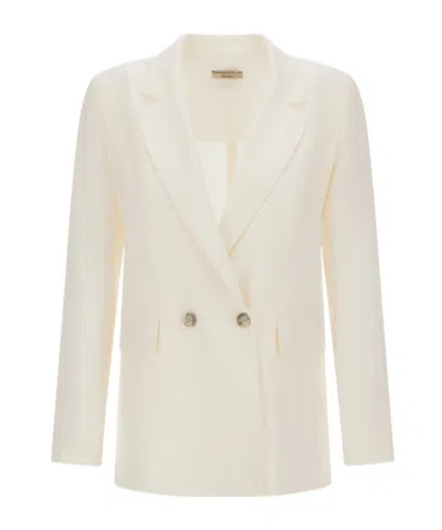 Herno Double-breasted Linen Blazer In Neutral