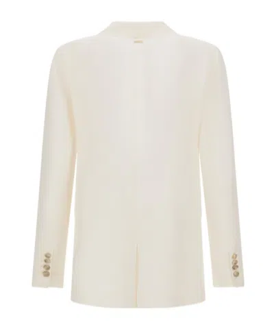 Herno Double-breasted Linen Blazer In Neutral
