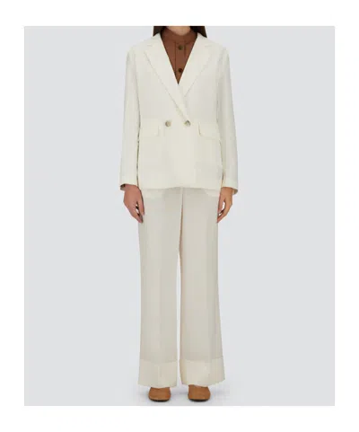 Herno Double-breasted Linen Blazer In Neutral