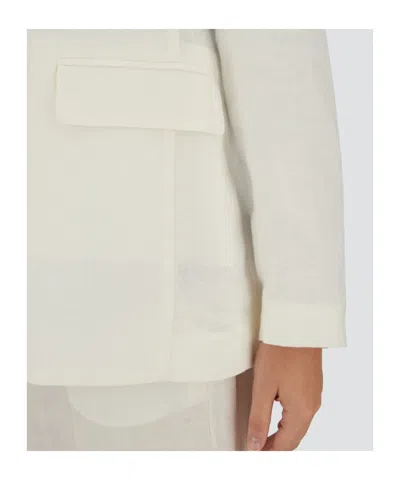 Herno Double-breasted Linen Blazer In Neutral