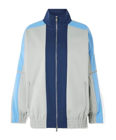 Tibi Color-blocked Jersey Jacket In Blue