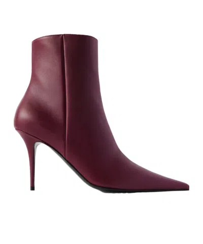 Amina Muaddi Barbara Leather Ankle Boots In Burgundy