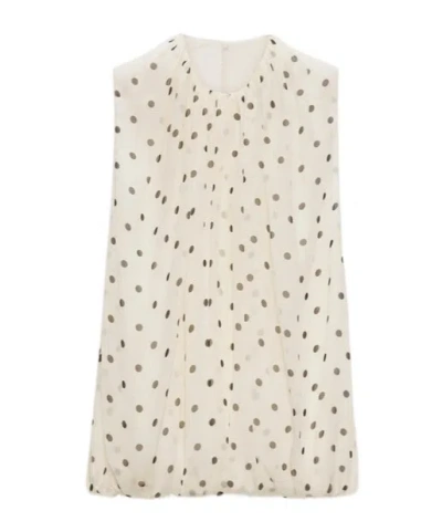 Msgm Polka Dot Sleeveless Blouse In Neutral