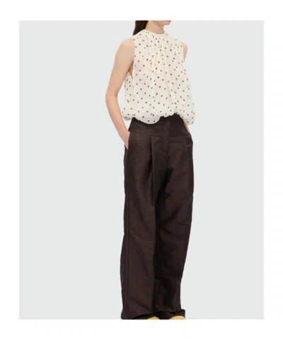 Msgm Polka Dot Sleeveless Blouse In Neutral