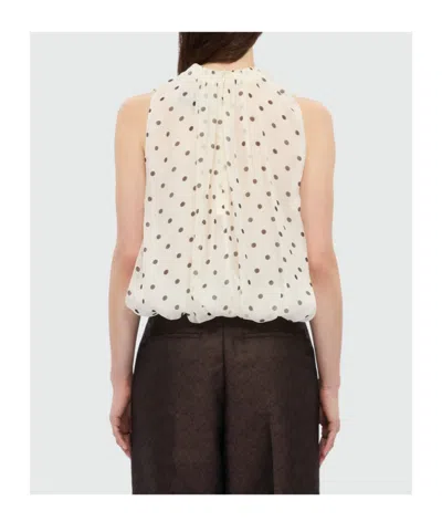 Msgm Polka Dot Sleeveless Blouse In Neutral