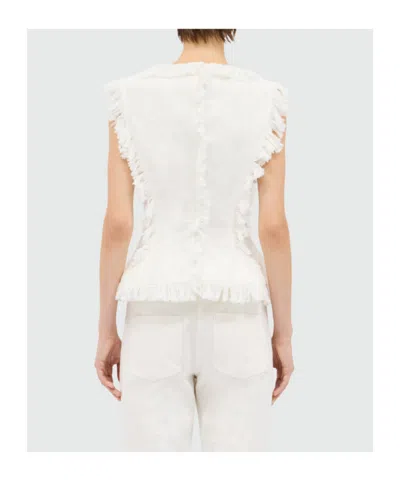 Msgm Ruffled Fringed Blouse In White