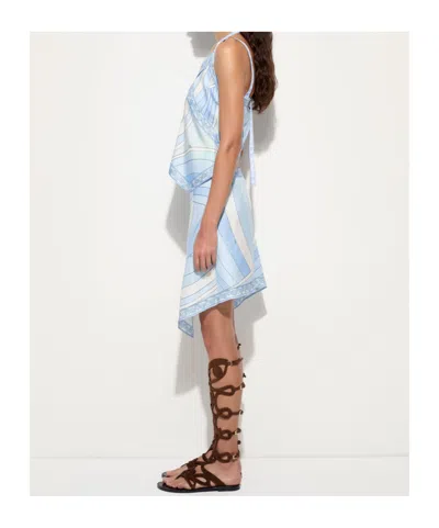 Pucci Printed Asymmetric Strap Top In Blue