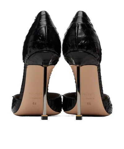 Tom Ford Black Semi Shiny Printed Python Spire D'orsay Heels In Multi