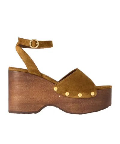 Gianvito Rossi Suede Ankle-strap Platform Sandals In Brown