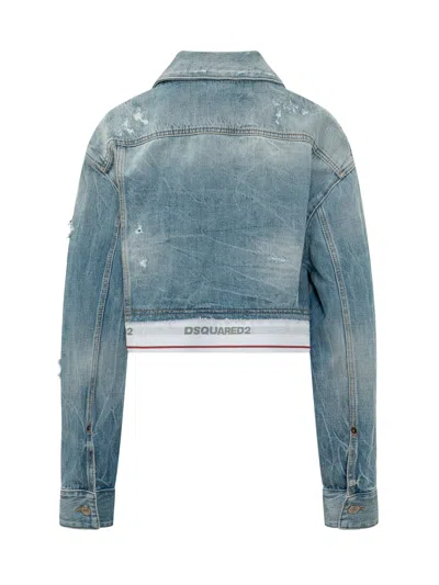 Dsquared2 Bundle Box Cropped Denim Jacket In Blue