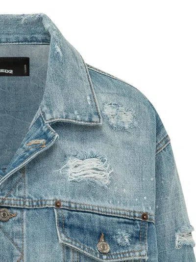 Dsquared2 Bundle Box Cropped Denim Jacket In Blue