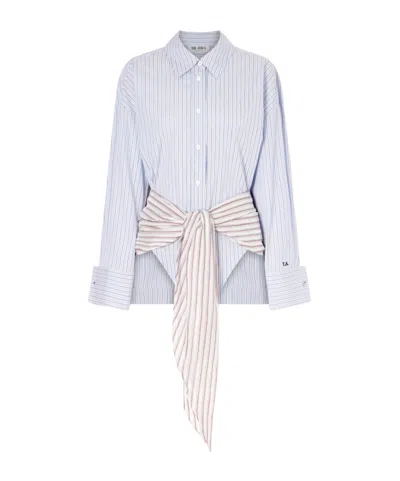 Attico Striped Cotton Shirt Dress In Blue