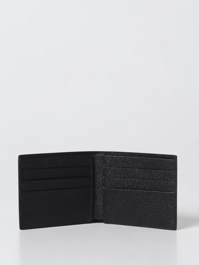 Dolce & Gabbana Black Dauphine Leather Wallet With Logo Plaque In Black