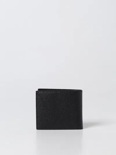 Dolce & Gabbana Black Dauphine Leather Wallet With Logo Plaque In Black