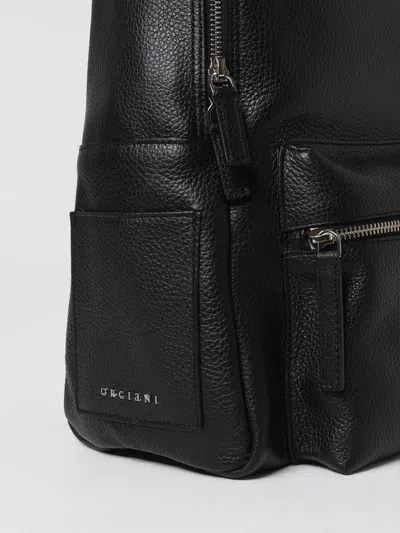 Orciani Rounded Black Pelle Backpack With Adjustable Straps In Purple