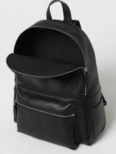Orciani Rounded Black Pelle Backpack With Adjustable Straps In Purple