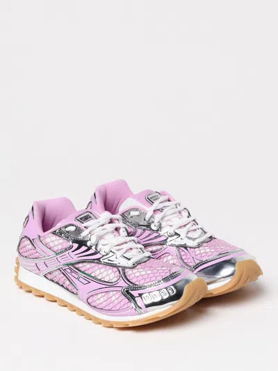 Bottega Veneta Lace-up Fastening Sneakers With Technical Fabric Lining In Pink