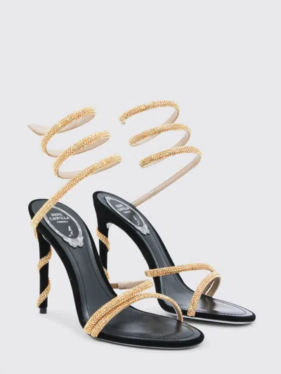 René Caovilla Crystal-embellished Stiletto Sandals With Spiraled Strap In Neutral