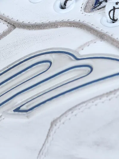Balenciaga Hamptons Worn-out Sneakers In White And Blue In White