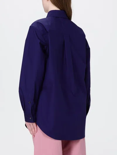 Fendi Poplin Shirt With Cut-out Details In Blue