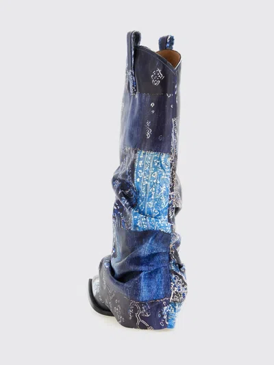 R13 Blue Printed Pointed Toe Boots In Multi