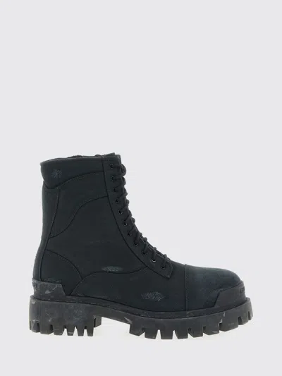 Balenciaga Black Combat Strike Cotton-canvas Boots Men In Black