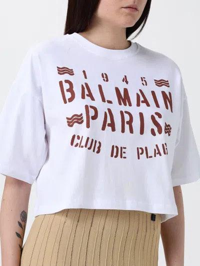 Balmain Plage Print T-shirt In White