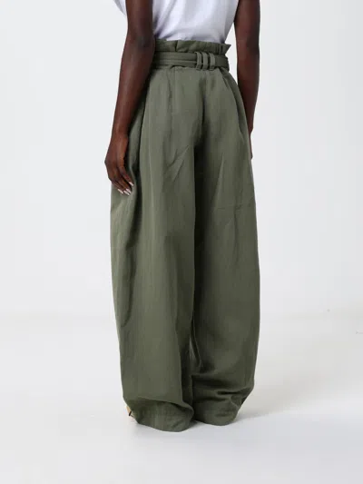 Balmain Belted Pleated Cotton And Linen-blend Twill Tapered Pants In Green