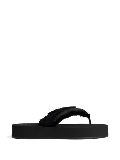 Balenciaga Fringed Strap Logo Embroidered Sandals For Women In Black