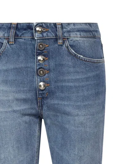 Dondup Button-fly Whiskered Jeans In Blue