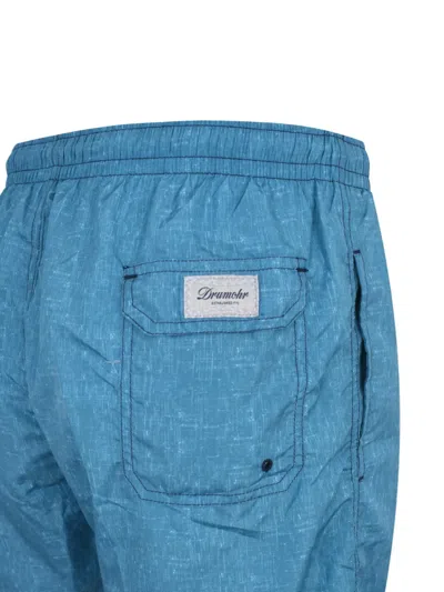 Drumohr Drawstring Slub-texture Shorts In Blue
