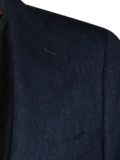 Canali Single-breasted Wool Suit In Blue
