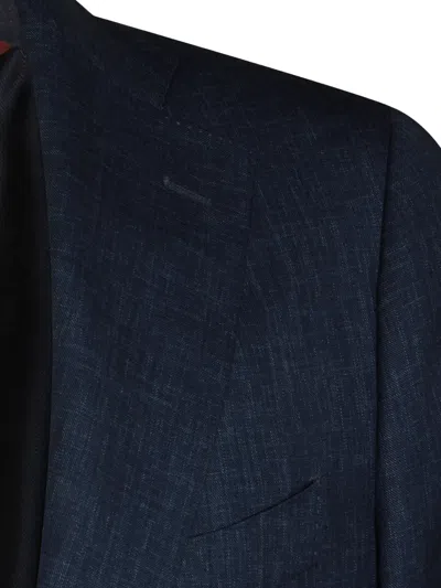 Canali Single-breasted Wool Suit In Blue