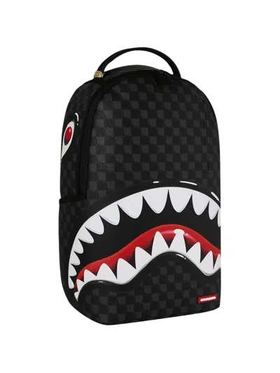 Sprayground Checkered Shark-print Backpack In Black