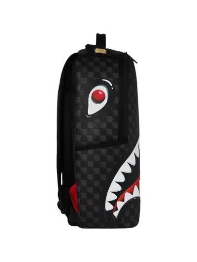 Sprayground Checkered Shark-print Backpack In Black