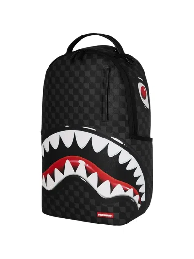 Sprayground Checkered Shark-print Backpack In Black