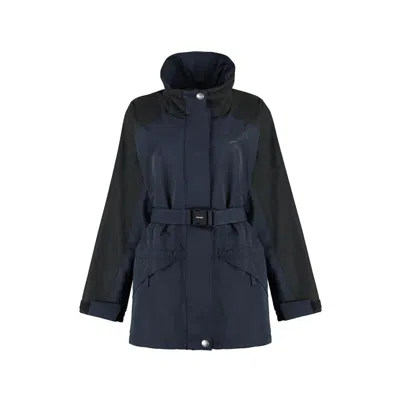 Prada Logo-print Tech-canvas Coat In Blue