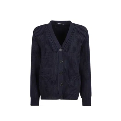 Prada Cotton Ribbed Cardigan In Blue