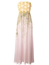 Giambattista Valli Floral Print Strapless Dress