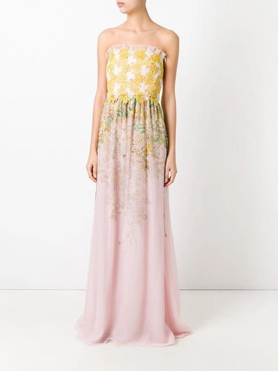Shop Giambattista Valli Floral Print Strapless Dress