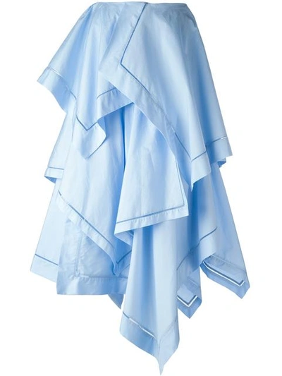 Jw Anderson Maxi Handkerchief Skirt W Fagotting Trim In Bayblue