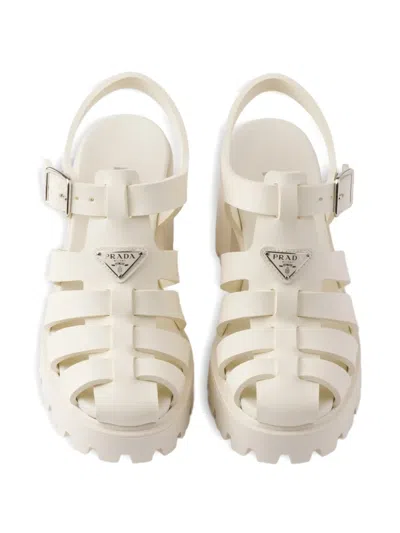 Prada Rubber Platform Sandals In White